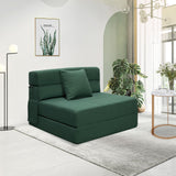 ANONER Memory Foam Fold Out Sofa Bed Couch with Pillow Twin Size Futon Sleeper Chair for Living Room Apartment, Dark Green ANONER