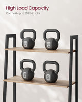 VASAGLE Ladder Shelf, 4-Tier Bookshelf, Storage Rack, Bookcase with Steel Frame, for Living Room, Home Office, Kitchen, Bedroom, Industrial Style, Camel Brown and Black ULLS144B50 VASAGLE