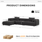 COLAMY 144" Cloud Sectional Couch with Ottoman,Modular Sectional Sofa with 3 Large Seat and 1 Movable Ottoman for Living Room,DIY Combination, Chenille, Gray COLAMY