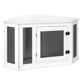 MAHANCRIS Corner Dog Crate Furniture, Wooden Dog Kennel End Table, Decorative Pet Crate Indoor Use, Furniture Style Dog House for Small Medium Dog, Dog Cage TV Stand, White and Black DCWT0801 MAHANCRIS