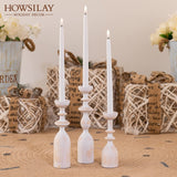 HOWSILAY Wood Candle Holder Candlestick Holders for Table Centerpiece - Rustic Farmhouse Decor Candle Stand fits 3/4" or 7/8" Taper Candle&Dia 1.5" Led Tea Lights or Pillar Candles(White) HOWSILAY