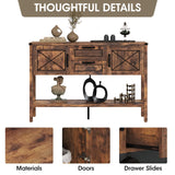 Maupvit Console Table with Storage，Farmhouse Sideboard Buffet Cabinet Kitchen Sideboard Cabinet with Storage Drawers and Bottom Shelf (Brown) Maupvit