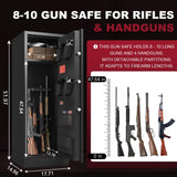BONANO 10-12 Gun Safe, Gun Safe for Rifles and Pistols, Gun Cabinets for Rifles and Shotguns, Long Gun Safes with Dual Alarm & Mute Mode, Multi-Function Gun Cabinet with Removable Gun Racks BONANO
