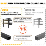 Bellemave Twin Over Twin Metal Bunk Beds for Kids/Adults,Heavy Duty Kids Floor Bunk Bed Twin Size,Noise Reduced Structure,Black Bellemave