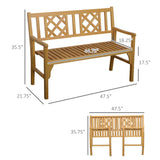 Outsunny Portable 4FT Wooden Garden Bench for Two with Backrest and Armrests Outsunny