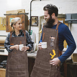 Lumil Waxed Canvas Woodworking Apron, Woodworking Apron for Men, 22oz with 9 Pockets & Cross Back Straps, Work Carpenter Shop Aprons for Men and Women, BBQ, Cooking, and Workshop, Mechanic (Brown) Lumil