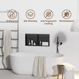 dancrul Stainless Steel Shower Niche, 24" X 12" Recessed Shower Shelf, Ready to Tile Niche for Bathroom Storage, Matte Black dancrul