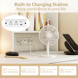 CHARMAID Vanity Desk with Mirror and Lights, White Makeup Vanity Desk with 4 Large Drawers, 2 Storage Shelves, Charging Station, 3-Color Lights Adjustable, Modern Vanity Dressing Table for Bedroom CHARMAID