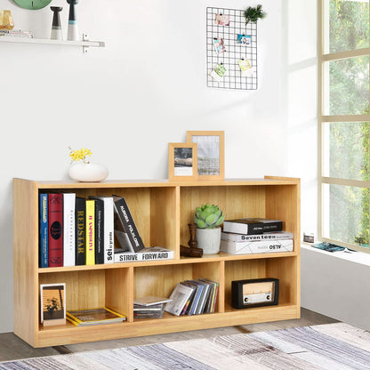 Tangkula Yellow 5-Cube Wooden Storage Bookcase - Stylish 2-Tier Display Shelf for Any Room - WoodArtSupply