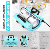 11-30 OZ Tumbler Heat Press Machine, Mug Heat Press DIY Sublimation for 11OZ 16OZ 20OZ Skinny Tumblers Glass/Ceramic/Aluminium Mug Coffee Cup 2.87-3.42in,Blue Cup Press with 20 Heat Papers/Tape/Gloves Whubefy