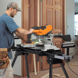 PioneerWorks Miter Saw Stand, 440 Lbs Load Capacity Saw Stand with Durable Iron Skeleton frame, , 76-4/5'' Max Sliding Rail, Quick to Install and Remove, Compatible & Portable, Compatible with Most PioneerWorks