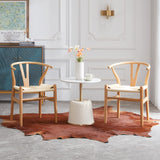 STARY Fully Assembled Wishbone Rattan Dining Room Chairs, Set of 4, Natural STARY