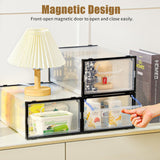 Clemate 15 Pack Shoe Storage Boxes, Clear Plastic Stackable Shoe Organizer for Closet, Shoe Box with Magnetic Door, Foldable Shoe Storage Bin, Sneaker Storage Box Shoe Rack Container Holder, Size 11 Clemate