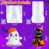 LET'S RESIN Halloween Resin Molds Silicone, Cute Ghost Silicone Molds & Cat Pumpkin Epoxy Resin Molds with Witch Hat,Perfect for Resin Casting,Halloween Party, Thanksgiving Autumn Decor, Gifts(2PCS) LET'S RESIN
