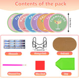 8 Pcs Cocktail Diamond Art Coasters Kit for Adults, Cocktail Diamond Painting Coasters with Holder, 5D Gem Art DIY Crafts Diamond Dots for Gift Life hkejoi