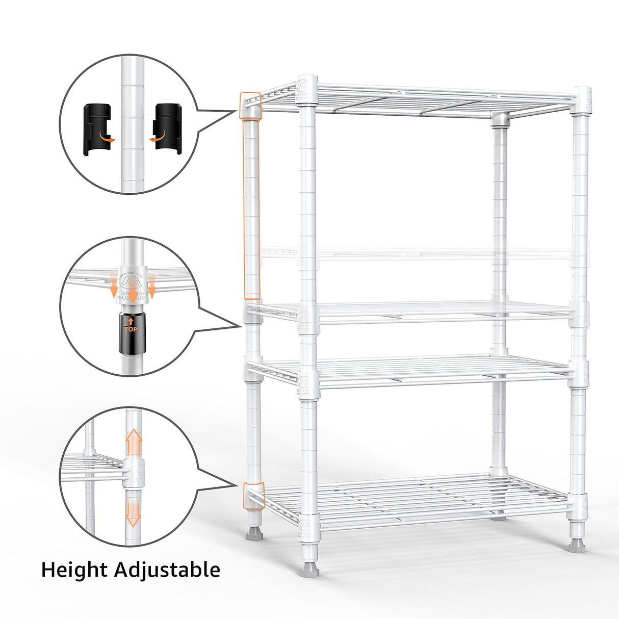 M MZG 450 lbs Wire Storage Shelving 3-Tier Utility Shelving Unit Steel Organizer Wire Rack for Home,Kitchen,Office,White (11.8" D x 17.7" W x 26.3" H) M MZG