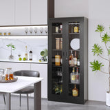 Anxxsu Display Cabinet with Glass Doors, Display Case Cabinet for Collectibles, Curio Display Cabinet with 4 Adjustable Shelves, 71" Glass Display Cabinet for Home Living Room (Black) Anxxsu