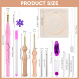 MSDADA 21PC Punch Needle Embroidery Kit - Adjustable Tool, Wooden Handle Pen, Hoops, Cloth, Big Eye Needles, Threaders (Pink) MSDADA