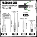 lasuroa 6pcs Grease Gun Fitting Kit, 90 Degree Grease Coupler Grease Needle Nozzle Tip Dispenser Grease Injector Needle Grease Gun Adapter Accessories Fit 1/8" NPT Grease Guns, Easy to Connect lasuroa