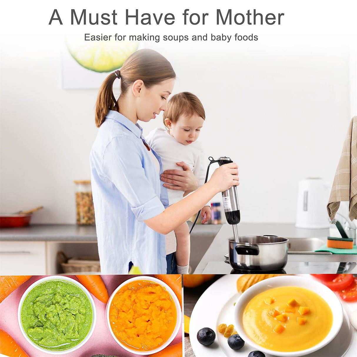 Keylitos 5 in1 Immersion Hand Blender, Powerful 12 Speed Handheld Stick Blender with 304 Stainless Steel Blades, Chopper, Beaker, Whisk and Milk Frother for Smoothie, Baby Food, Sauces Red,Puree, Soup Keylitos