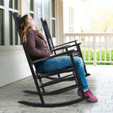 MAMIZO Wooden Rocking Chair Outdoor with High Back,Indoor, Oversized, Easy to Assemble for Garden,Lawn, Balcony, Backyard,Porch,Wooden Porch Rocker MAMIZO
