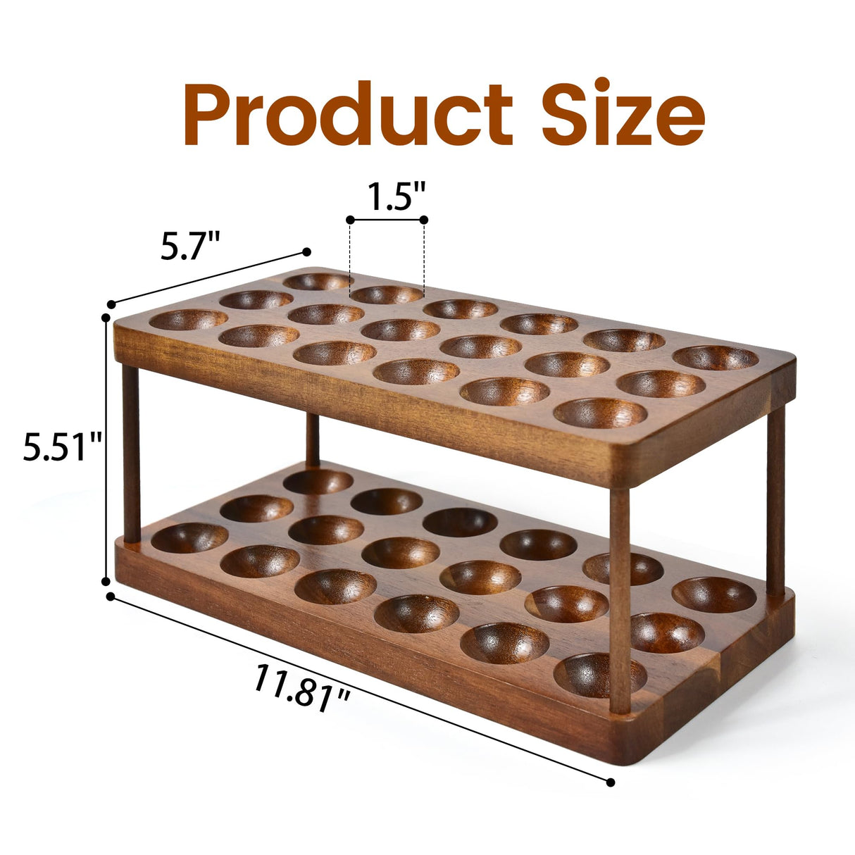 Wooden Double Layer Egg Holder - Farmhouse Kitchen Acacia Egg Tray Organizer - 2 Tier Fresh Egg Storage Rack Basket for Countertop, 36 Capacity Sishynio
