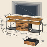 HOOBRO TV Stand with Power Outlet and LED Light, Entertainment Center for TVs Up to 65 Inch, Modern Media Console Table with 2 Non-Woven Drawers, for Living Room, Bedroom, Rustic Brown BF54UDDS01 HOOBRO