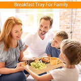 2 Pack Bamboo Serving Tray with Handles, Portable Bed Tray for Breakfast Dinner, Eating Trays for Living Room,Restaurants JUPELI