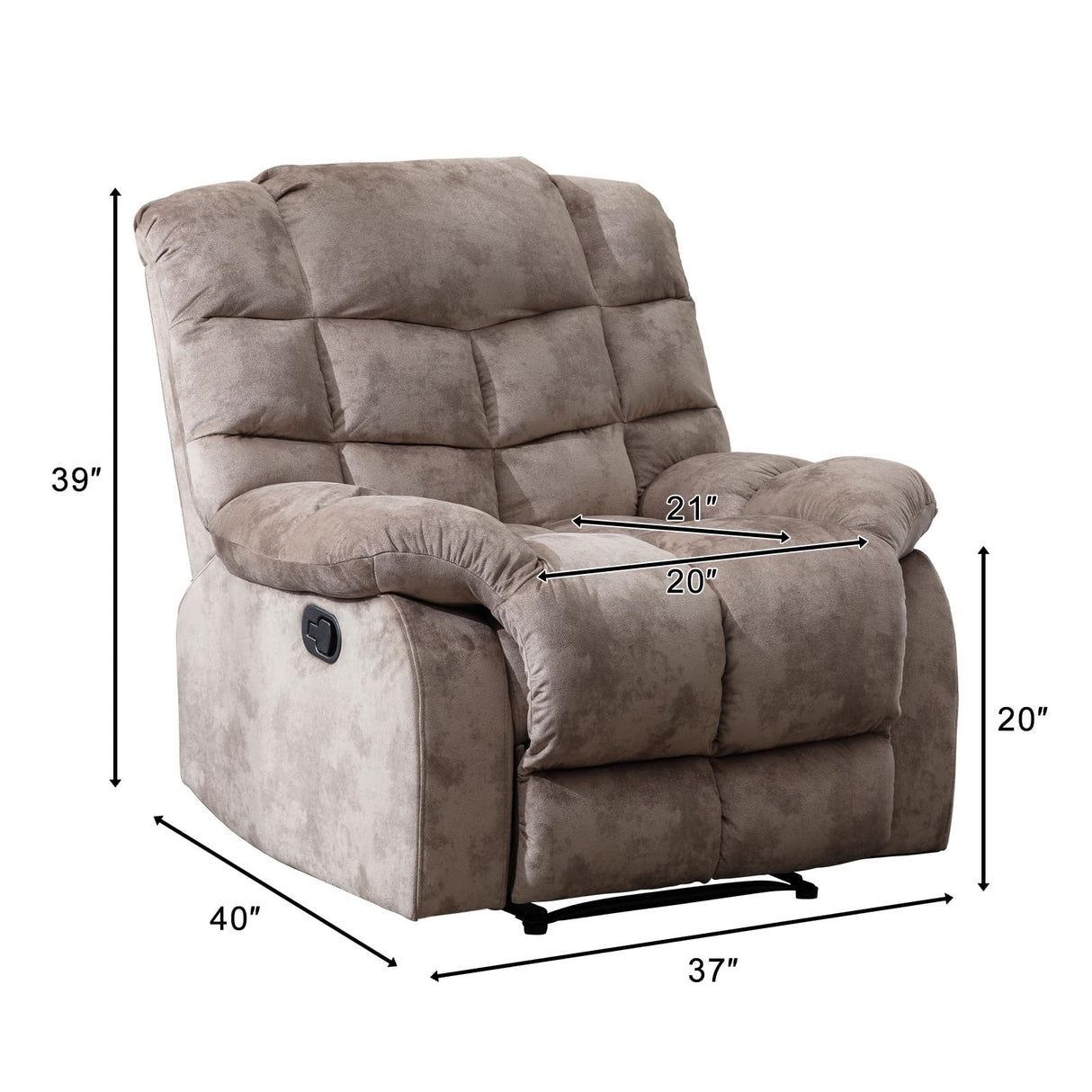 CANMOV Manual Recliner Chair, Single Reclining Sofa with Overstuffed Backrest and Armrest for Living Room, Bedroom Furniture, Light Brown CANMOV
