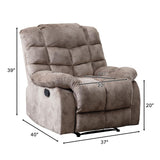 CANMOV Manual Recliner Chair, Single Reclining Sofa with Overstuffed Backrest and Armrest for Living Room, Bedroom Furniture, Light Brown CANMOV