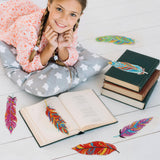 Hooqict 6Pcs 5D Diamond Art Painting Bookmarks Acrylic Diamond Art Feather Bookmark with DIY Painting Kits for Beginners Kids Adults Book Lovers Birthday Graduation Halloween Christmas Gift Hooqict