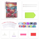 Lxmsja Crystal Heart Diamond Art Kits for Adults, Pink Roses DIY Full Drill Diamond Painting Kits for Beginners, 5D Gem Art Crafts for Adults, Home Wall Decor 12x16 inch Lxmsja