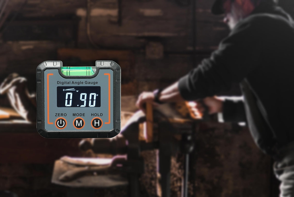 Digital Angle Finder Magnetic & Level Bubble Vial 4 X 90°Angle Gauge Inclinometer, Mini Level Bevel Gauge Protractor for Woodworking, Building, Table Saw, Vertical Wall Weikani