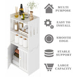 HAYOFAMY Bathroom Storage Cabinet, 4-Tier White Floor Cabinet Freestanding Organizer with Door for Living Room Kitchen Small Space HAYOFAMY