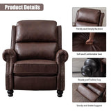 CANMOV Pushback Recliner Chair Faux Leather Armchair Push Back Recliner with Rivet Decoration Single Sofa Accent Chair for Living Room, Reddish Brown CANMOV