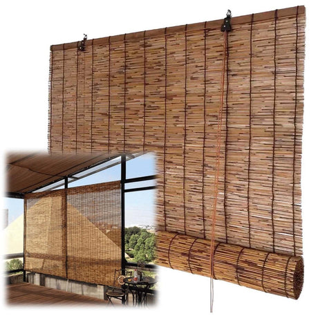 Bamboo Shades for Indoor/Outdoor,Light Filtering Bamboo Roller Blinds for Patio Natural Bamboo Roll Up Shades Cordless 22" 26" 34" 38" 40" 44" 48" 52" 56" 60" 62" 64" 70" 72" Wide (Size : 76''(W) X 8 WZLSQLTY