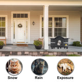Texsens Large Cat House - Weatherproof Outdoor Cat Shelter with Roof Window- Insulated Elevated House for Stray/Barn Cats with Cozy Cushion - Ideal Waterproof Feral Cat House for Summer Texsens
