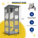 Catio, Outdoor Cat Enclosure with 3 Platforms, Outdoor Cat House with Fir Wood, Weatherproof Kitty Catio with Resting Box, 4 * 360° Wheels DEYGIA
