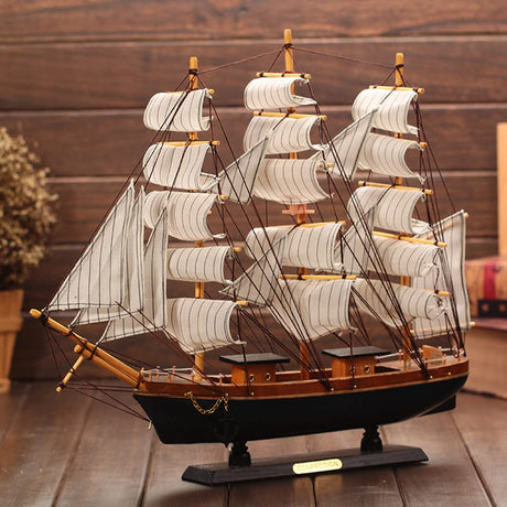 Handmade 9.4' Tall Wooden Sailing Boat Model Mini Yacht Model Decor Vintage Nautical Sail Ship Boat Ornament Sailboat Miniature Collection for Home Office Tabletop Birthday Gift Ocean Themed Party HKSICHENGKEJI