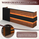 78" Modern Reception Desk with LED Lights & Mobile File Cabinet – Black Brown Office Front Desk Reception Counter with Drawers & Lock (Black & Brown, 78 * 24 * 43IN) YTElantivo