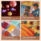 SJUTOUCI Couple in Rain Diamond Painting Kits for Adults, Diamond Art for Beginners, 5D Round Diamond Dots Gem Craft Art Home Wall Decor12x12 inch, Valentine's Day SJUTOUCI