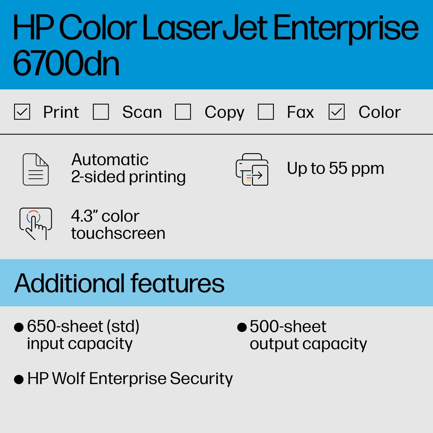 HP Color Laserjet Enterprise 6700dn Printer, Best for Business, (6QN33A)