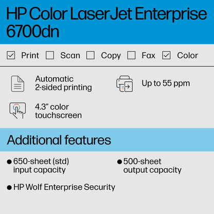 HP Color Laserjet Enterprise 6700dn Printer, Best for Business, (6QN33A)