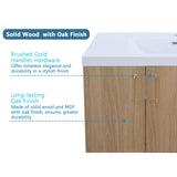 Dornberg 72" Floating Bathroom Vanity with Sink, Natural Oak Wall Mounted Bathroom Vanity with Integrated Double Sinks Combo, Single Sink Bath Vanity Set, Full Assembled Dornberg