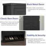 Loomie Farmhouse Shoe Cabinet,Free Standing Tipping Bucket Shoe Rack Organizer with 2 Flip Drawers,Entryway Narrow Shoe Storage with Storage Cubby,Modern Slim Hidden Shoe Cabinet with Doors, Black Loomie