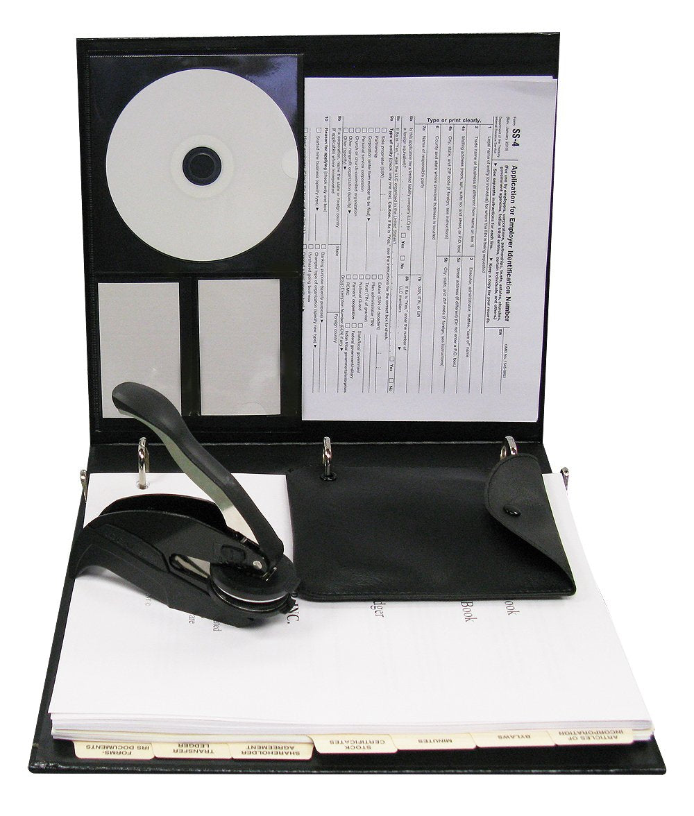 Corpkit Customized Corporate Kit with Printed Minutes & Bylaws/Operating Agreement, Black Binder, Slipcase, Corporate Seal, Certificates with Stubs-(Not for Profit) CorpKit Legal Supplies