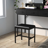 Vanity Table with Lighted Mirror, 3 Drawers Makeup Desk Dressing Table with Lots Storage Vanity Set with Wider Cushioned Stool for Bedroom (Black) Panana