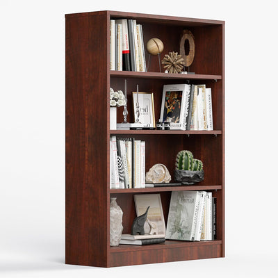 i-VTIES Bookcase Adjustable Storage Shelves,48-Inch Bookshelf,4-Tier Modern Wood Bookcase for Bedroom, Office, Living Room & Library(Cherry)