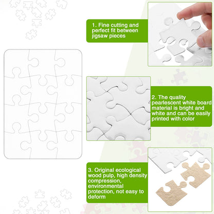 Sumind 10 Sets Blank Sublimation Puzzle Jigsaw Rectangle Heart Shaped White DIY Custom Puzzle Heat Press Thermal Transfer Puzzle Pearl Puzzle Blank Puzzle(A5-12 Rectangle)