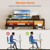 HOOBRO Computer Desk, 55" Home Office Desk with Fabric File Cabinet, Power Outlet and LED Strip, Office Desk with Monitor Stand and 2 Hooks for Home Office, Black BB46UDDN01 HOOBRO